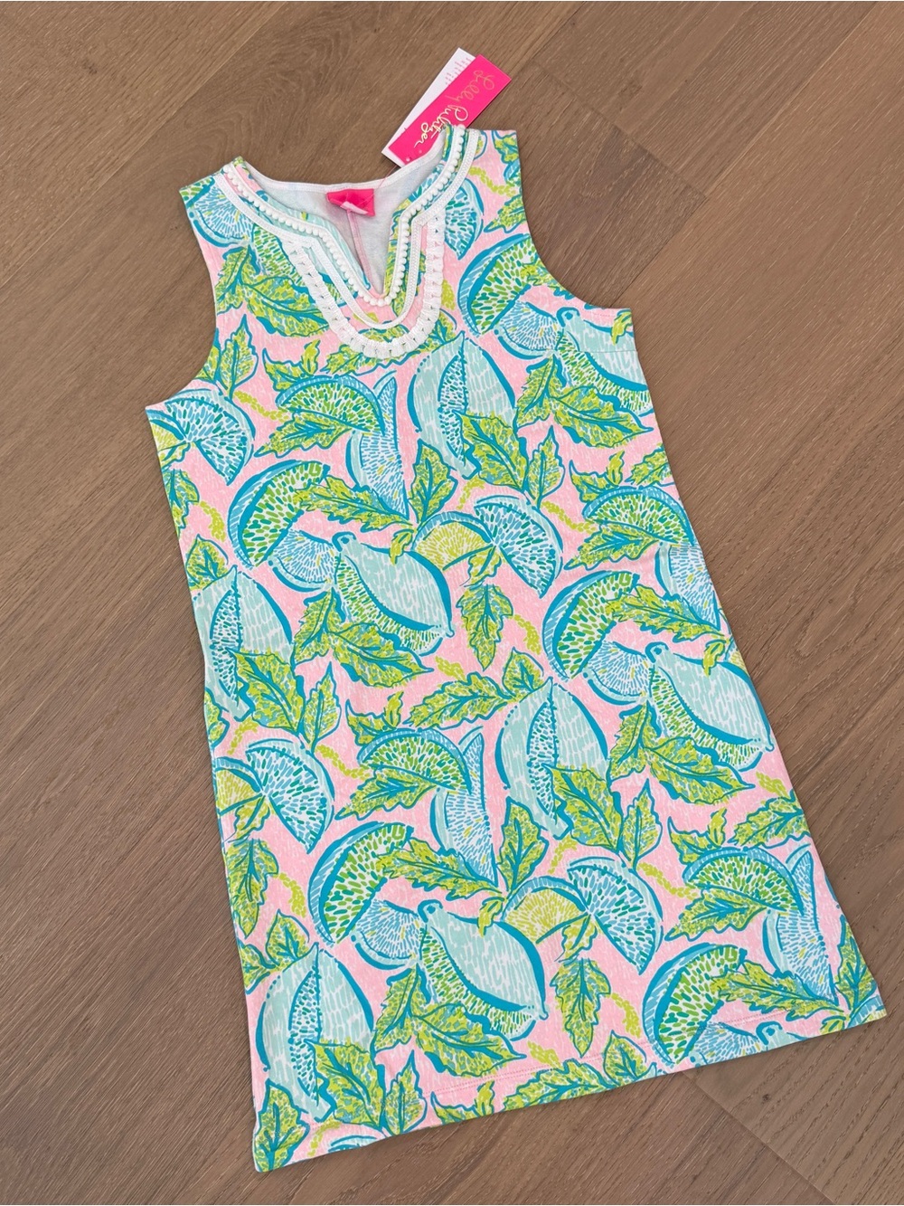 NWT Lilly Pulitzer Girls Mini Harper Shift in Urchin Pink Vitamin Sea Green